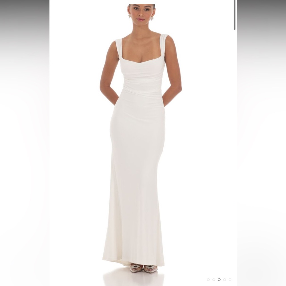 Back Sequin Butterfly Maxi Dress in White